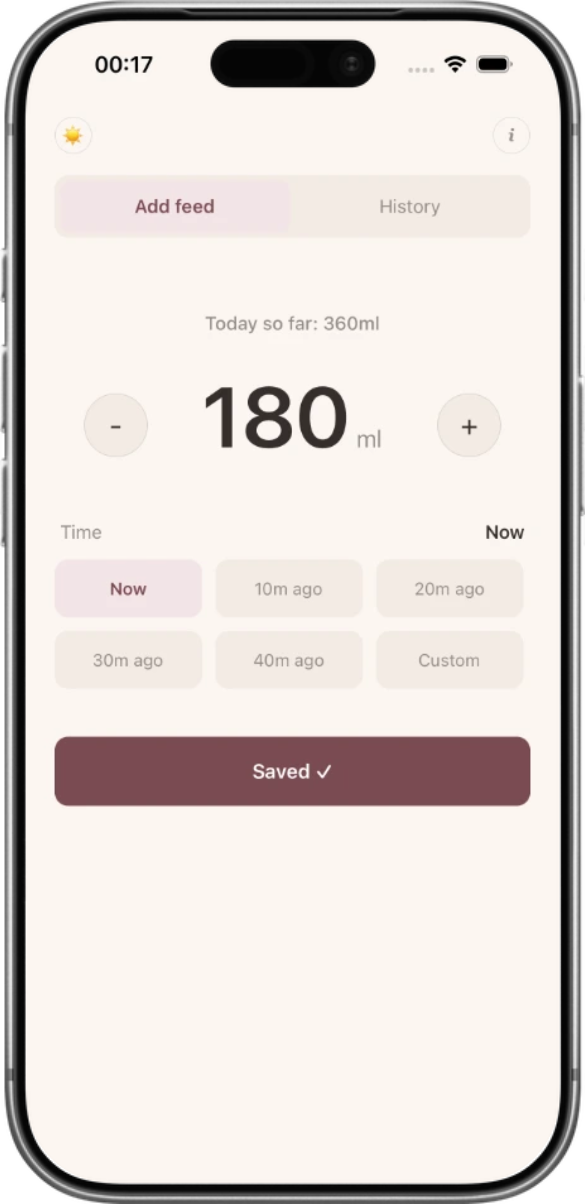 Fed Enough — add a feed screen
